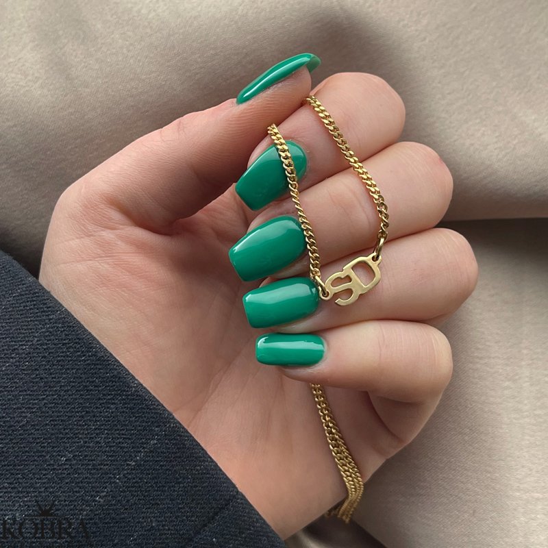 "Nevada" panzer necklace with your initials in 18 carat gold plated