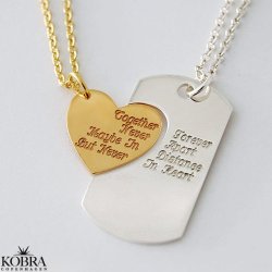 "You and Me" Dogtag i slv og hjerte i guld inklusiv gravering
