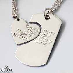 "You and Me" Dogtag i slv med slv hjerte inklusiv gravering