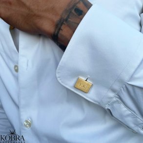 Square gold cufflinks with personal engraving