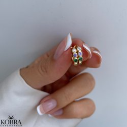 "Brazil" forgyldte hoops med farvet sten