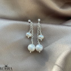 "Sierra" silver earrings with genuine freshwater pearls