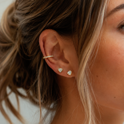 "Angel" Asymmetrical Heart Stud Earrings, Gold Plated