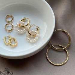 "Maisy" 18 karat forgyldte diamanteret hoops (30mm.)