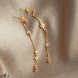 "Izzie" kdereringe i 18k forgyldt slv med stjerner og zirkonia