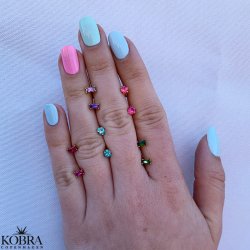 "Safir" sm guld restikker i forskellige farve