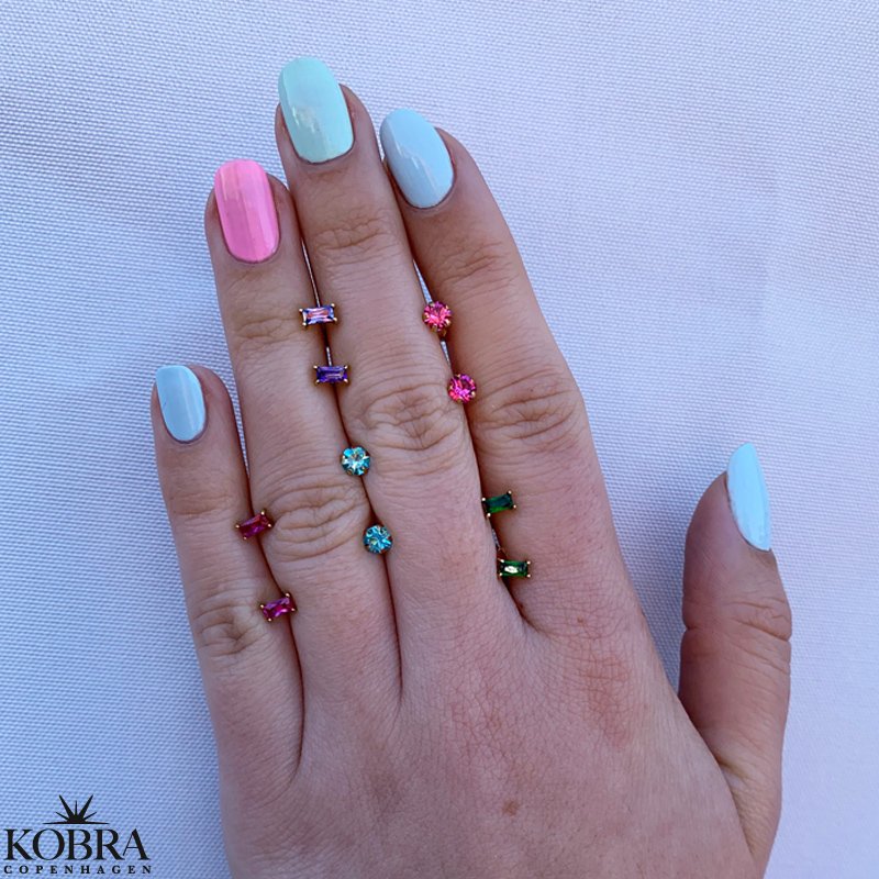 "Safir" sm guld restikker i forskellige farve