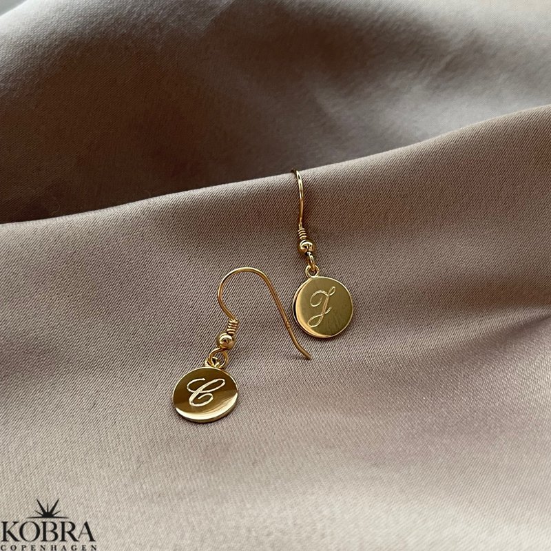 "Aliby" 18 carat gold-plated ID tag earrings with engraving