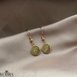 "Aliby" 18 karat forgyldte ID tag øreringe med indgravering