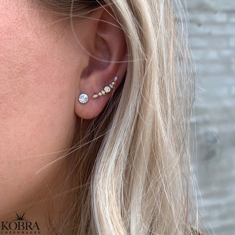 "Evie" forgyldt restikker med hvide sten