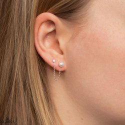 "Audrey" slv reringe med sten og perle til 2 huller