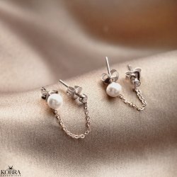 "Audrey" slv reringe med sten og perle til 2 huller