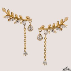 "Shirley" 18 karat forgyldte med blade og sten