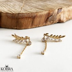 "Shirley" 18 karat forgyldte med blade og sten