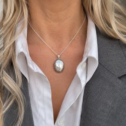 "Ophelia"  Silver locket with ornament and personal engraving