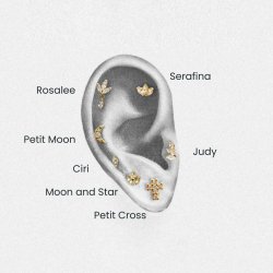 "Rosalee" piercing with leaf and drop stone (1 pc.)