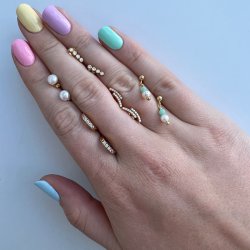 "Margrethe" guld reringe med ferskvandsperler (5 mm perle)