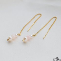 "Peach" guld retrde med hvide og lyserde perler