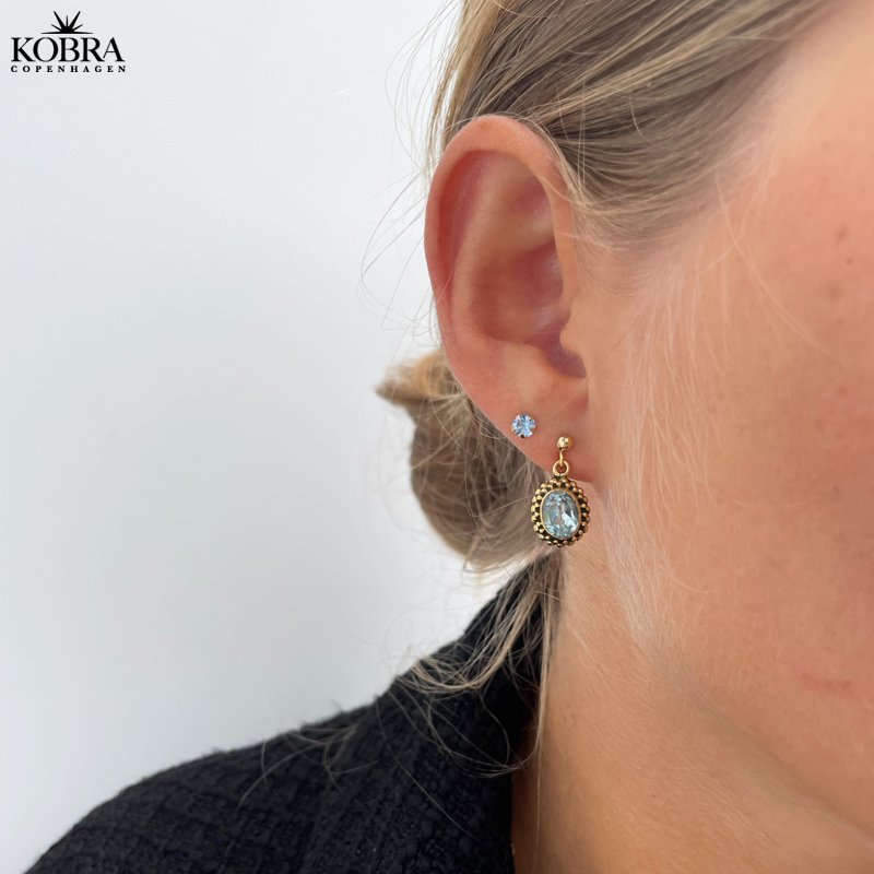 "Crystal" Gold-plated earrings with blue topaz