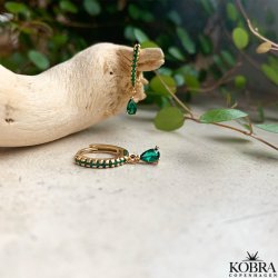 "Raindrop" sm guld hoops med farvet og drbeformet sten