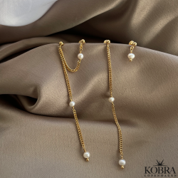 "Monroe" 1 piece long gold pearl earring