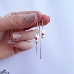 "Elina" slv retrde med rde og hvide perler