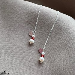 "Elina" slv retrde med rde og hvide perler