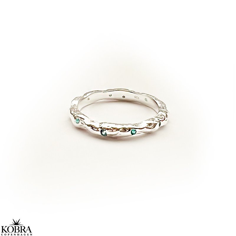 "Hailey" simple silver ring with blue stone