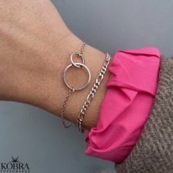 Slv armbnd "Oslo" med runde bne cirkler