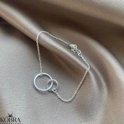 Slv armbnd "Oslo" med runde bne cirkler