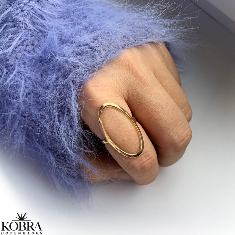 "Elipse" 18 karat forgyldt hndlavet oval ring