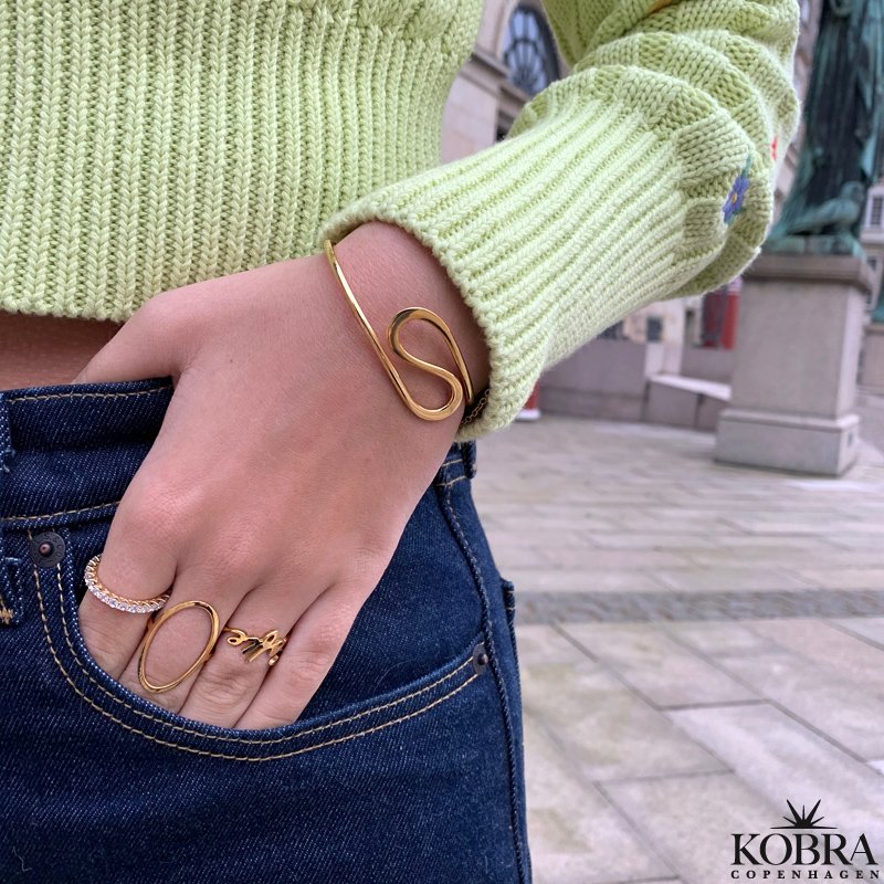 "Elipse" 18 karat forgyldt hndlavet oval ring