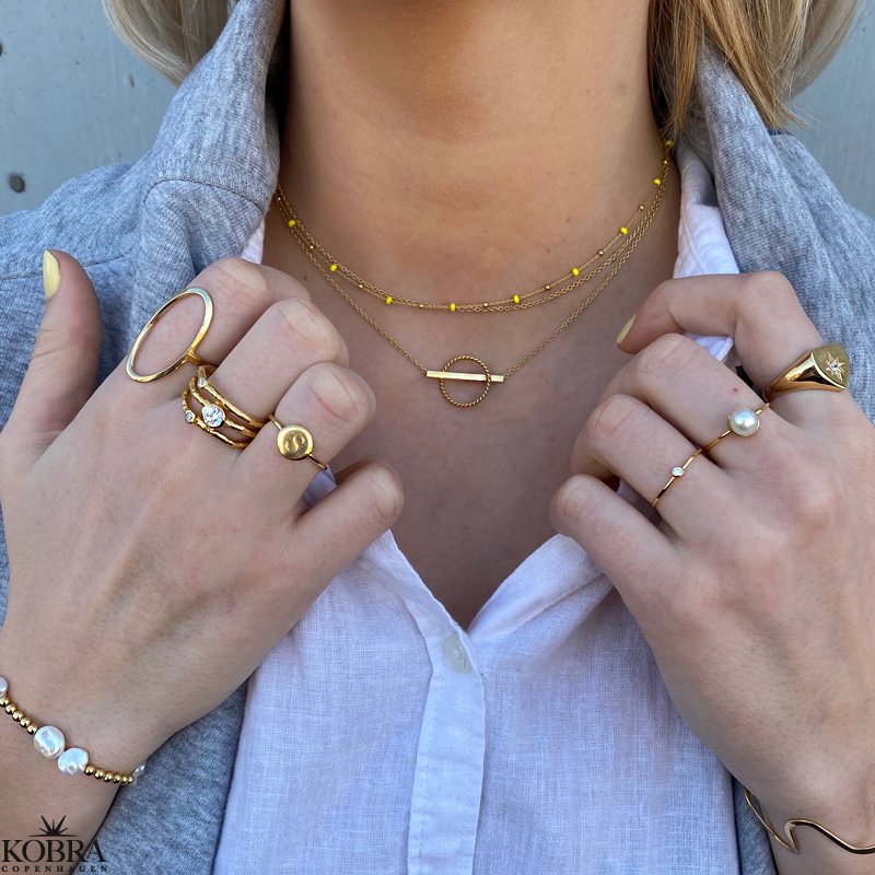 "Elipse" 18 karat forgyldt hndlavet oval ring