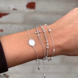 "Dazzling" slv armbnd med sten og gravering
