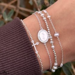 "Dazzling" slv armbnd med sten og gravering