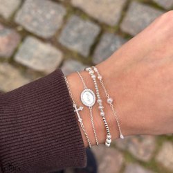 "Dazzling" slv armbnd med sten og gravering