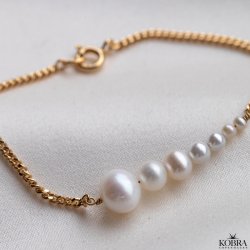 "Paloma" guld panzerkde armbnd med gte perler