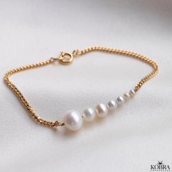 "Paloma" guld panzerkde armbnd med gte perler