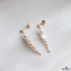 "Paloma" 18 karat forgyldte reringe med gte ferskvandsperler