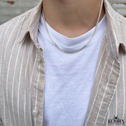 "Clinton" 4 mm panzer halskæde i sølv til mænd