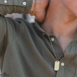 "Salem" guld dogtag halskde med 2 mm. panzerkde og gravering
