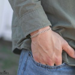  "Panzer" chunky silver bracelet with thick links for men