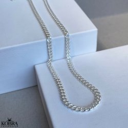 "Clinton" 4 mm panzer halskæde i sølv til mænd