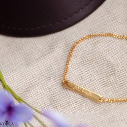 "Moment" Studenter smykke // armbånd i guld med gravering samt 2 mm panzerkæde