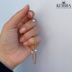 "Monroe" hndlavet guld ankelkde med hvide perler