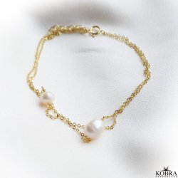 "LaBelle" 18 karat forgyldt ankelkde med perler