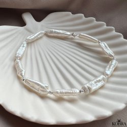 "Amanda" ankelkde med store gte ferskvandsperler med slvlukning