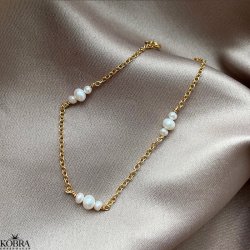 "Midsommar" forgyldt armbnd med perler og lille amulet