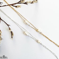 "LaBelle" perle armbnd med guldkder