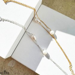 "LaBelle" perle armbnd med guldkder